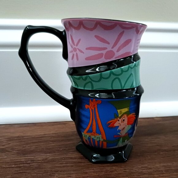 Disney Alice in Wonderland 70th by Mary Blair Stacked Tea Cups Mug Mad Hatter - Picture 3 of 3